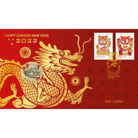 PNC Australia/Christmas Island 2022 Chinese New Year Dragon PM $1 Coin L/E 8888