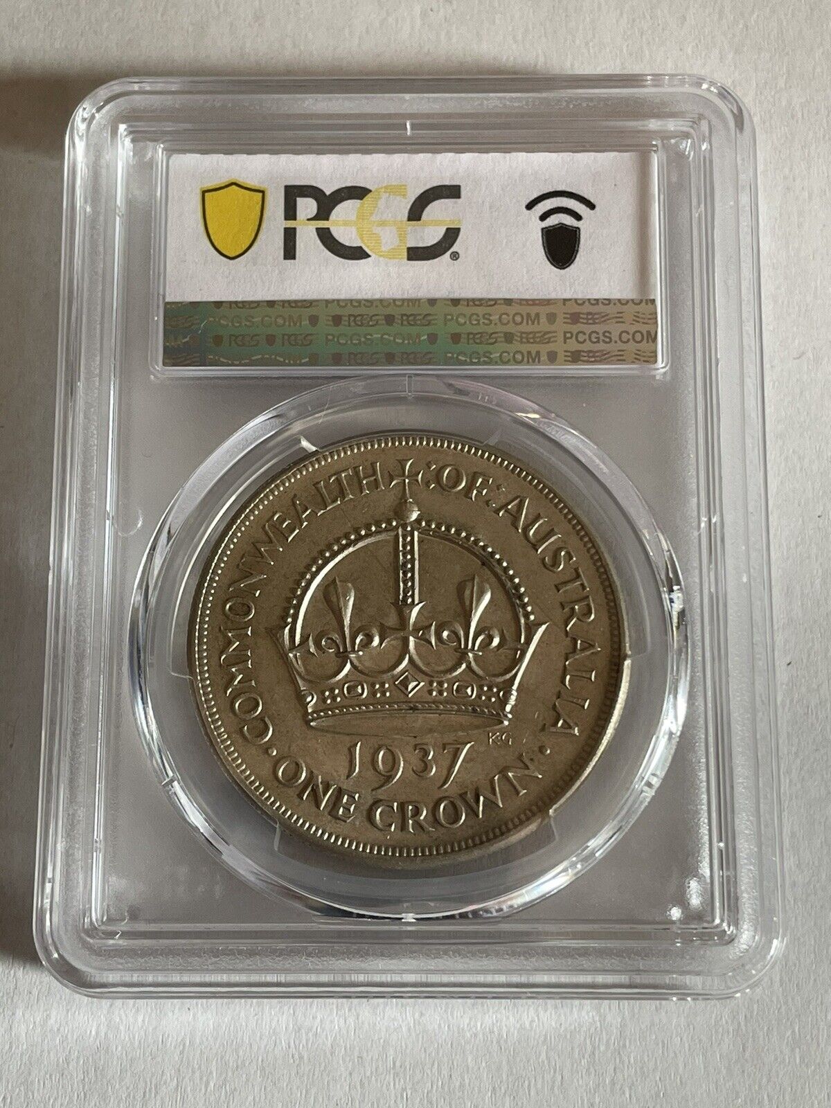 Australia 1937 Crown Five Shillings 5/- Large Silver Coin PCGS Graded au58