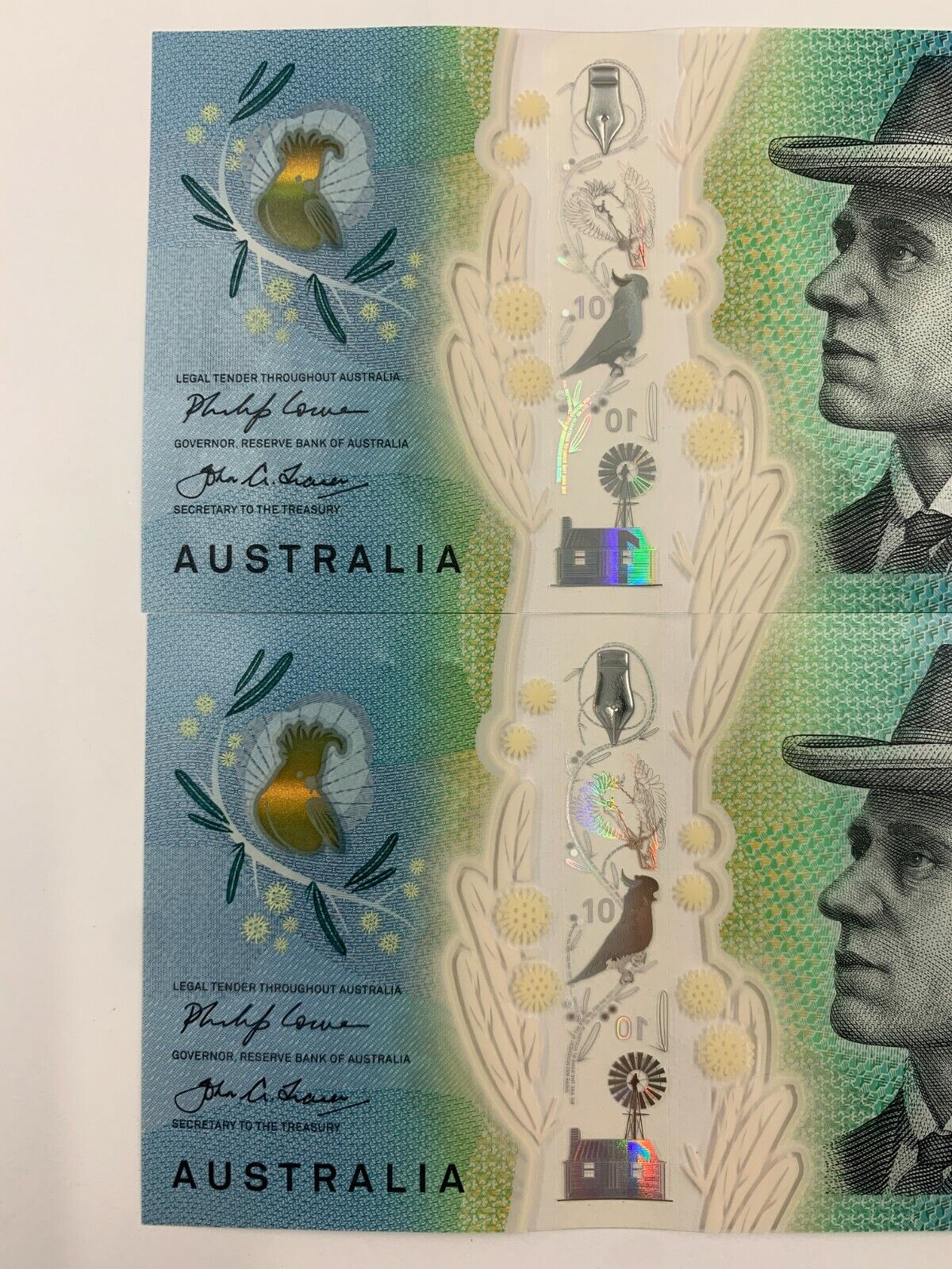✨10 dollar note Australian 2017 UNC AB Serial Pair✨