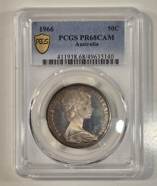 Australia 1966 50c Fifty Cents Proof PCGS Graded PR68CAM Scarce