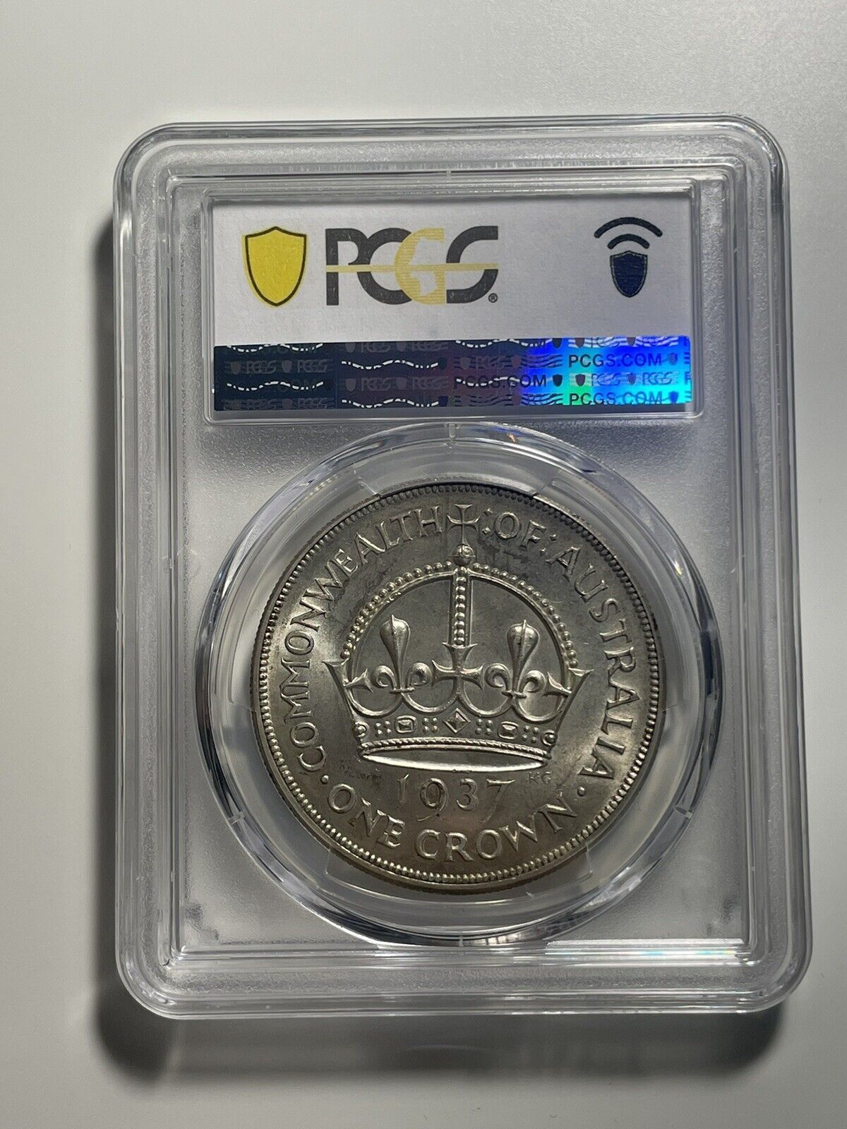 Australia 1937 Crown PCGS Graded MS62 UNC Five Shillings 5/- Large Coin KgVI