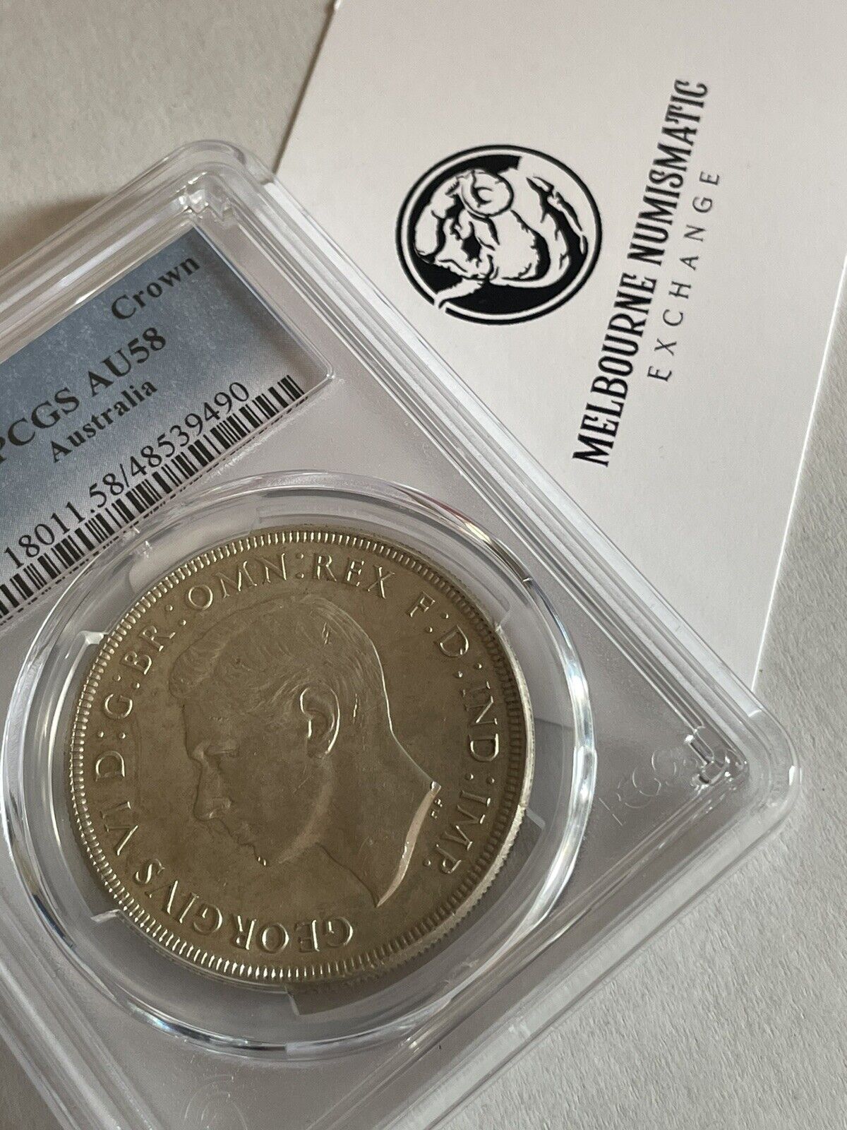 Australia 1937 Crown Five Shillings 5/- Large Silver Coin PCGS Graded au58