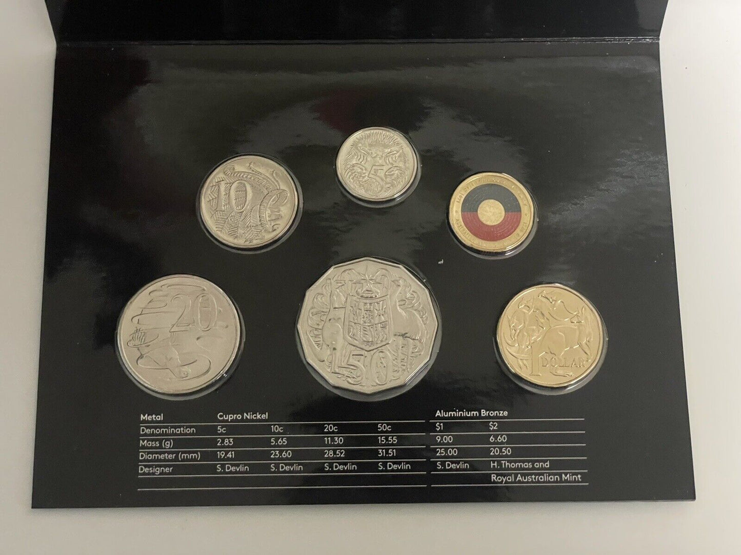 2021 Aust 6 Coin UNC coin set Aboriginal Flag $2 Two Dollars 2021 MOR $1