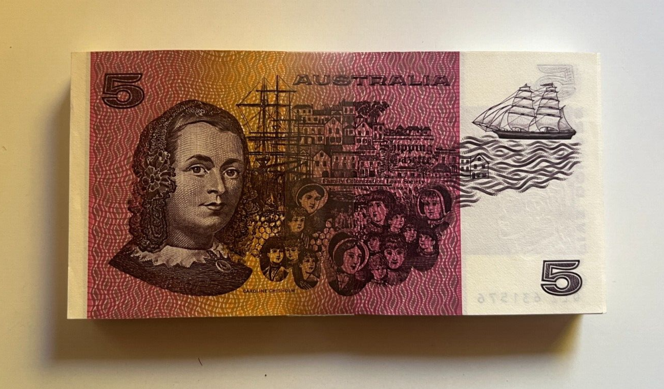 Australia $1 One, $2 Two, $5 Five NOTES - ONE OF EACH NOTE Bank Bundle UNC