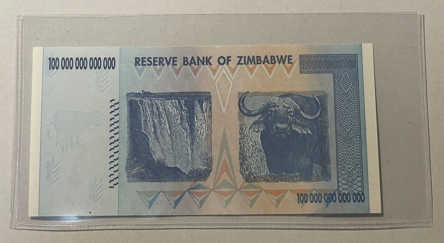 Zimbabwe 100 Trillion Dollars 2008 Banknote UNC Uncirculated AA P91 Authentic