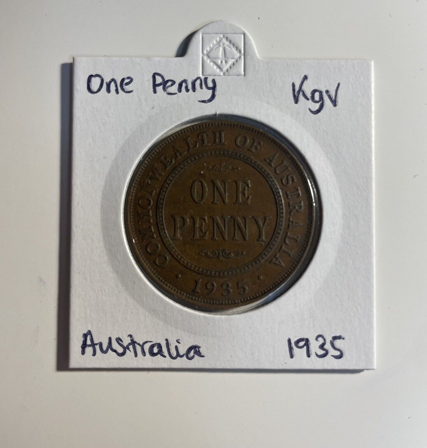 Commonwealth Of Australia 1935 One Penny 1d KGV aUNC 8 Pearls Nice Grade