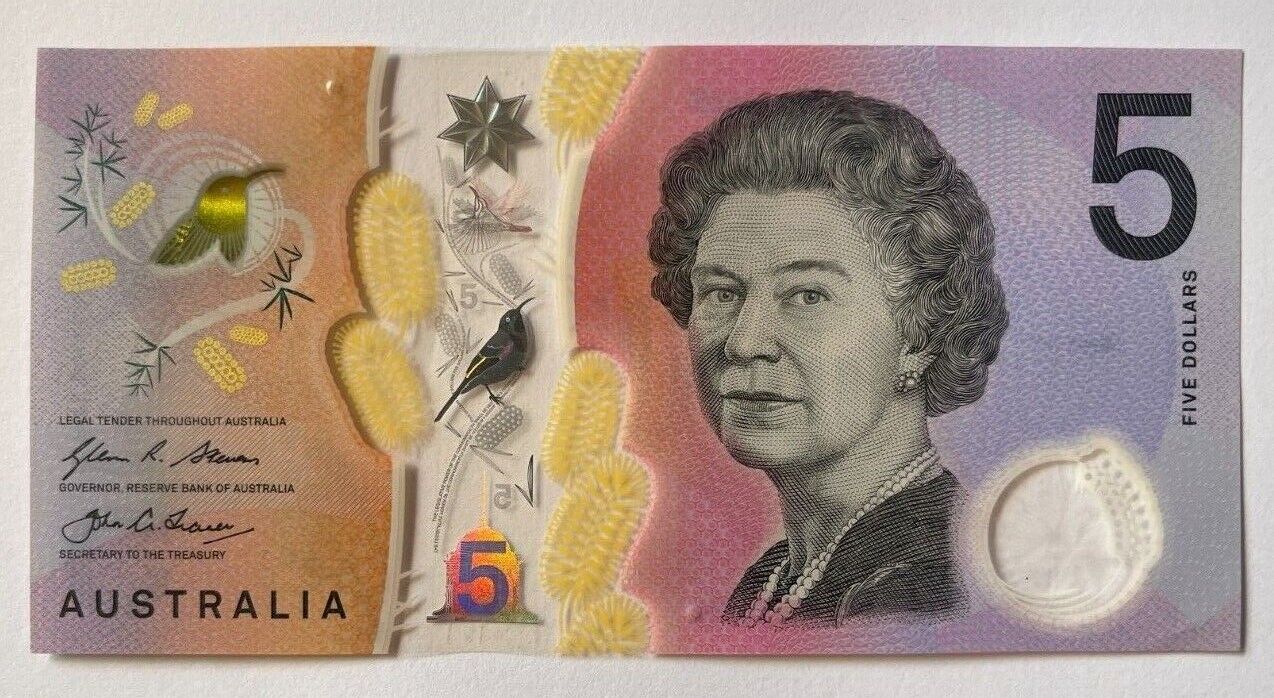5 dollar note Australia 2016 "607706" RADAR serial