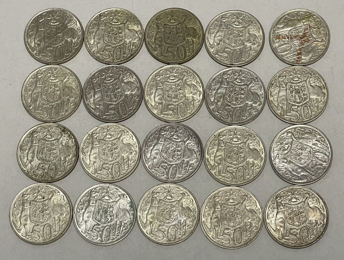Bulk Buy 20x Australia 1966 Round 50c Fifty Cent Coin Bullion Grade 80% Silver