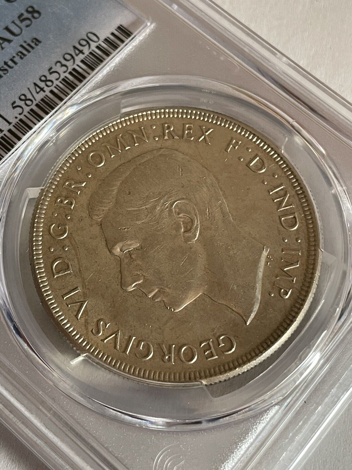 Australia 1937 Crown Five Shillings 5/- Large Silver Coin PCGS Graded au58
