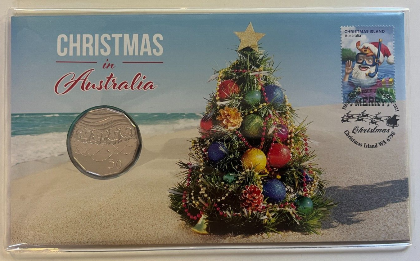 Christmas in Australia 50c Coin Christmas Island UNC RAM Fifty 50 Cent 2021 PNC