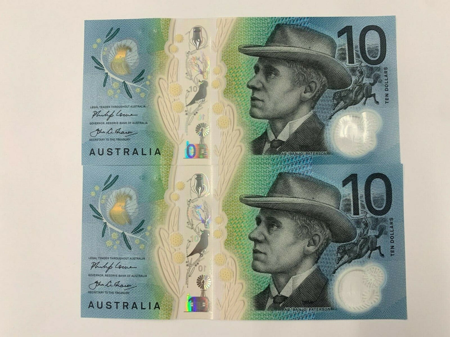 ✨10 dollar note Australian 2017 UNC AB Serial Pair✨