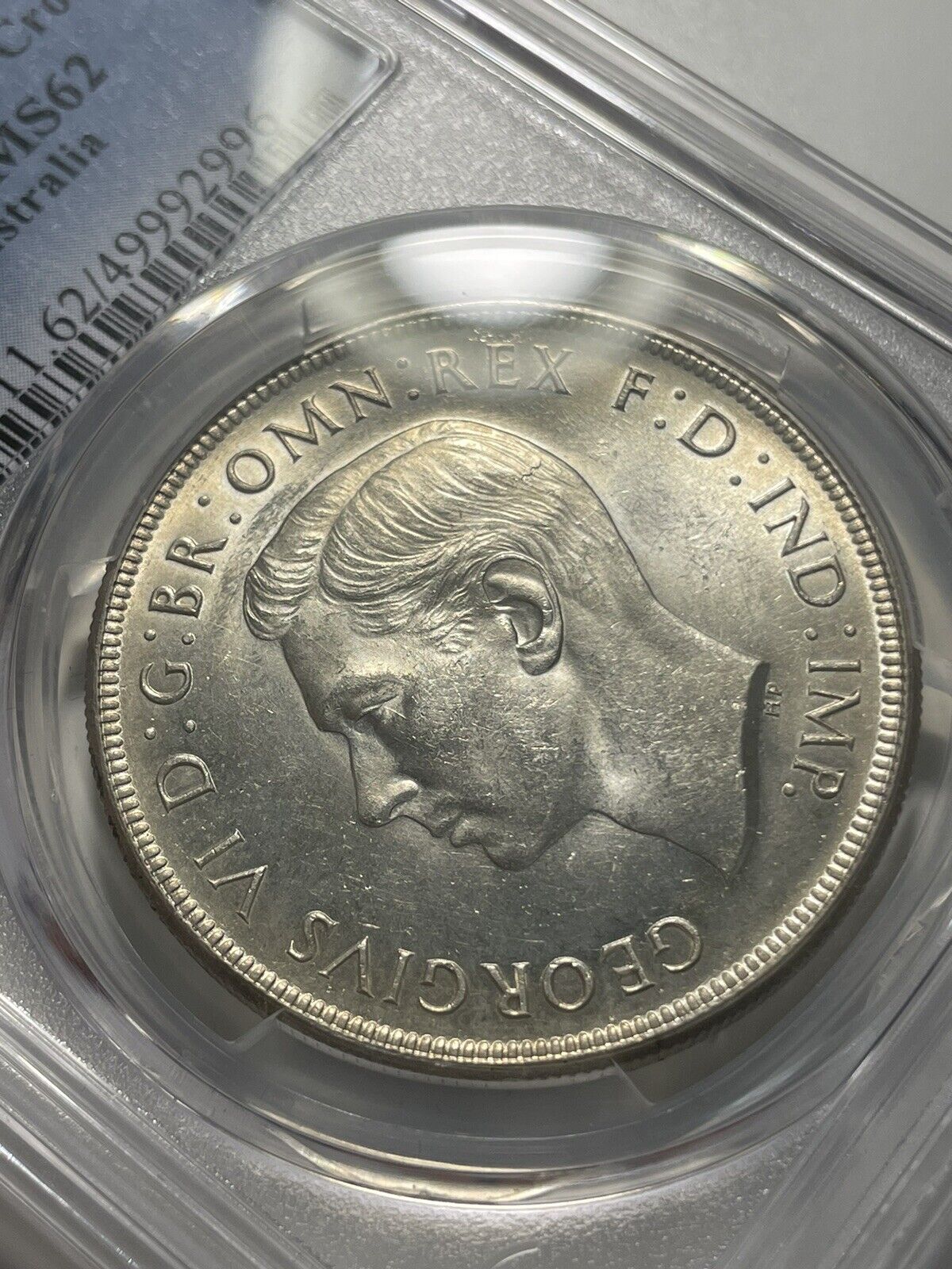 Australia 1937 Crown PCGS Graded MS62 UNC Five Shillings 5/- Large Coin KgVI