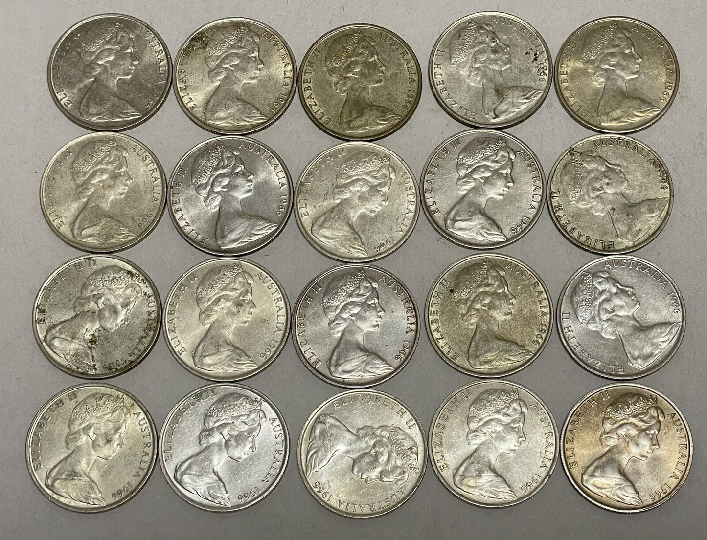 Bulk Buy 20x Australia 1966 Round 50c Fifty Cent Coin Bullion Grade 80% Silver