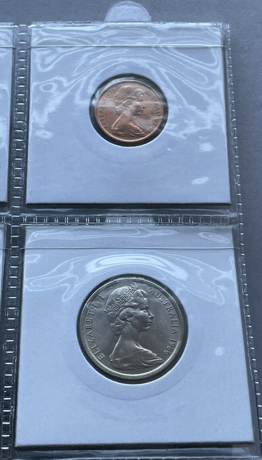 Professionally Restored Australia 1966 UNC Mint Set Coins From Ram Card In 2x2