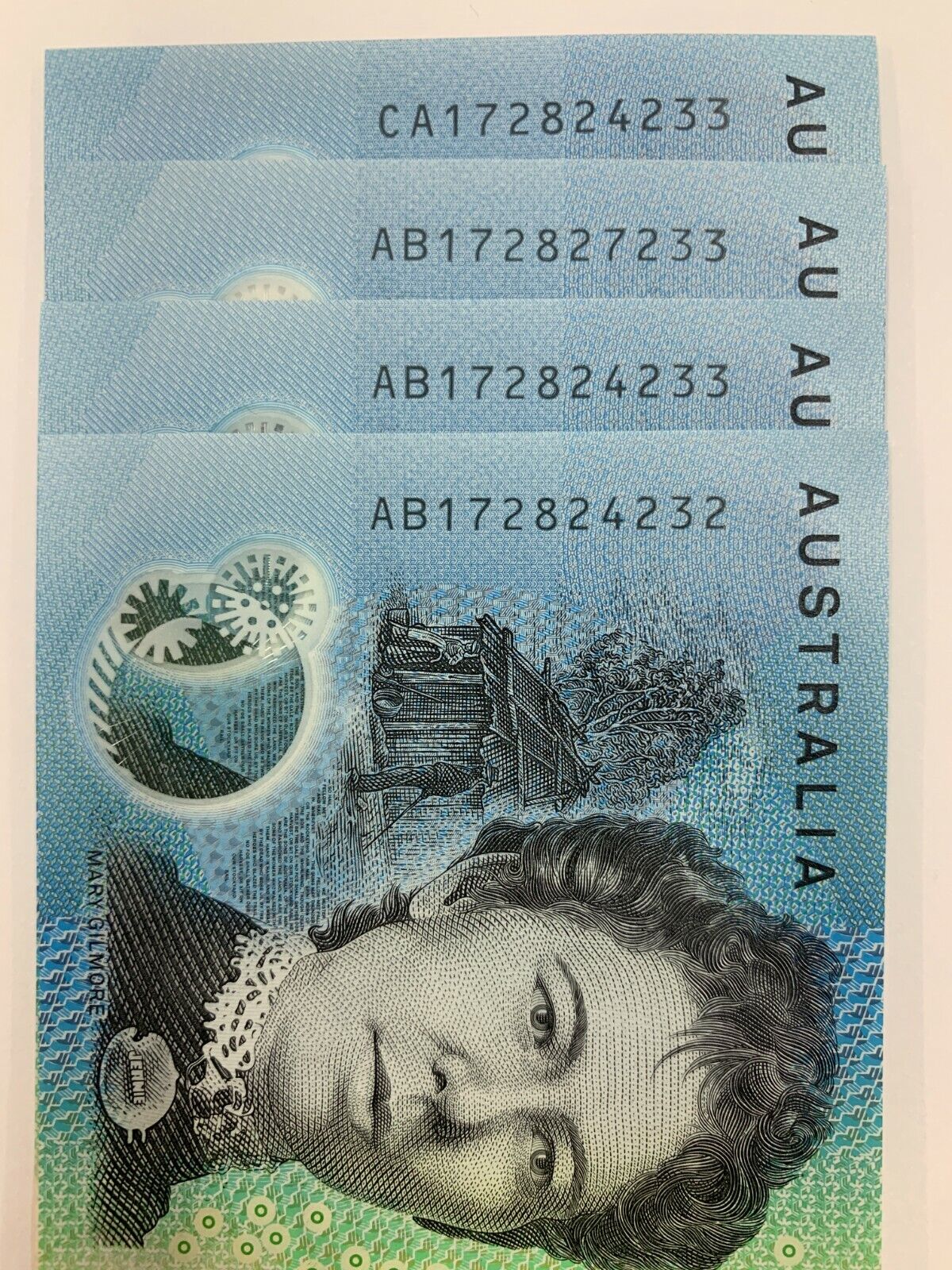 ✨10 dollar note Australian 2017 UNC AB/CA Matching Serial Pairs✨