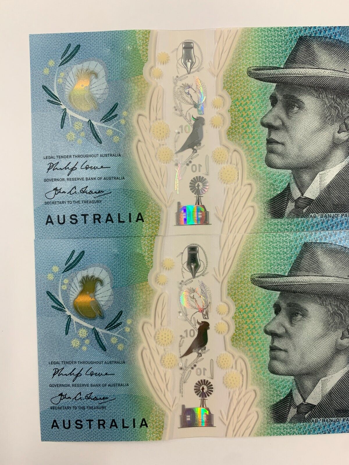 ✨10 dollar note Australian 2017 UNC AB Serial Pair✨