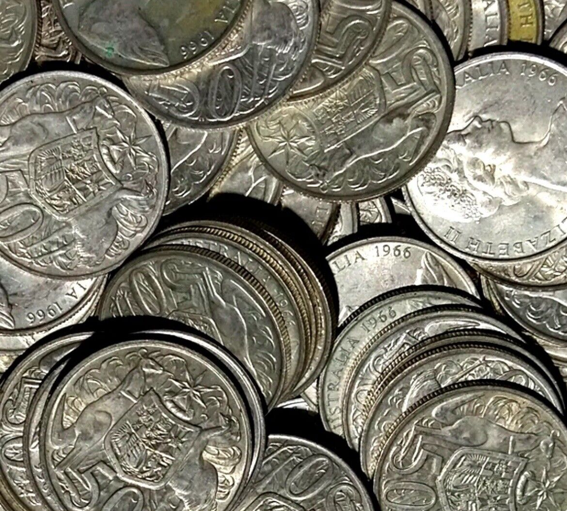 Bulk Buy 200x Australia 1966 Round 50c Fifty Cent Coin Bullion Grade 80% Silver (Copy)