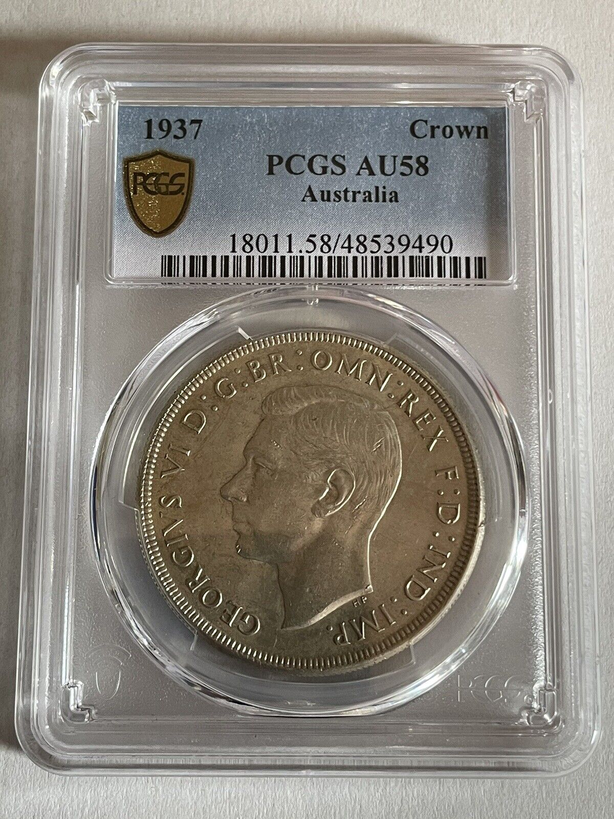 Australia 1937 Crown Five Shillings 5/- Large Silver Coin PCGS Graded au58