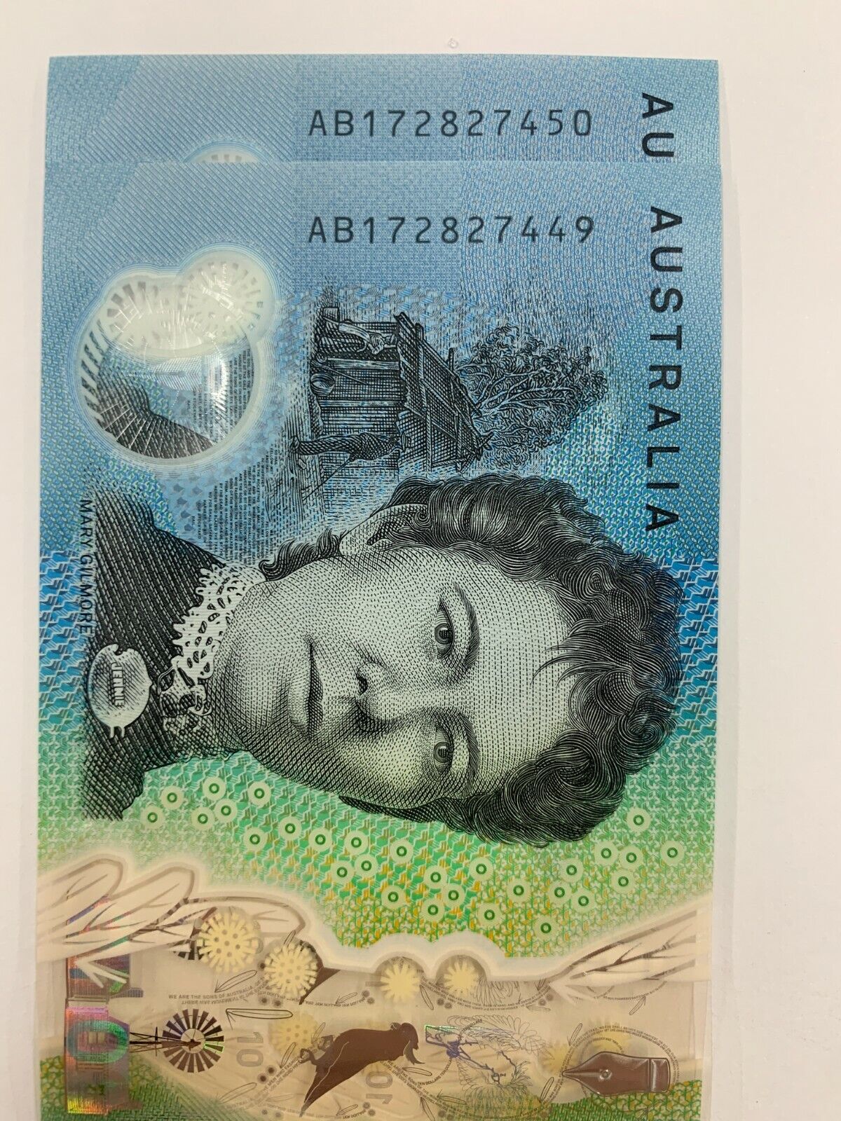 ✨10 dollar note Australian 2017 UNC AB Serial Pair✨