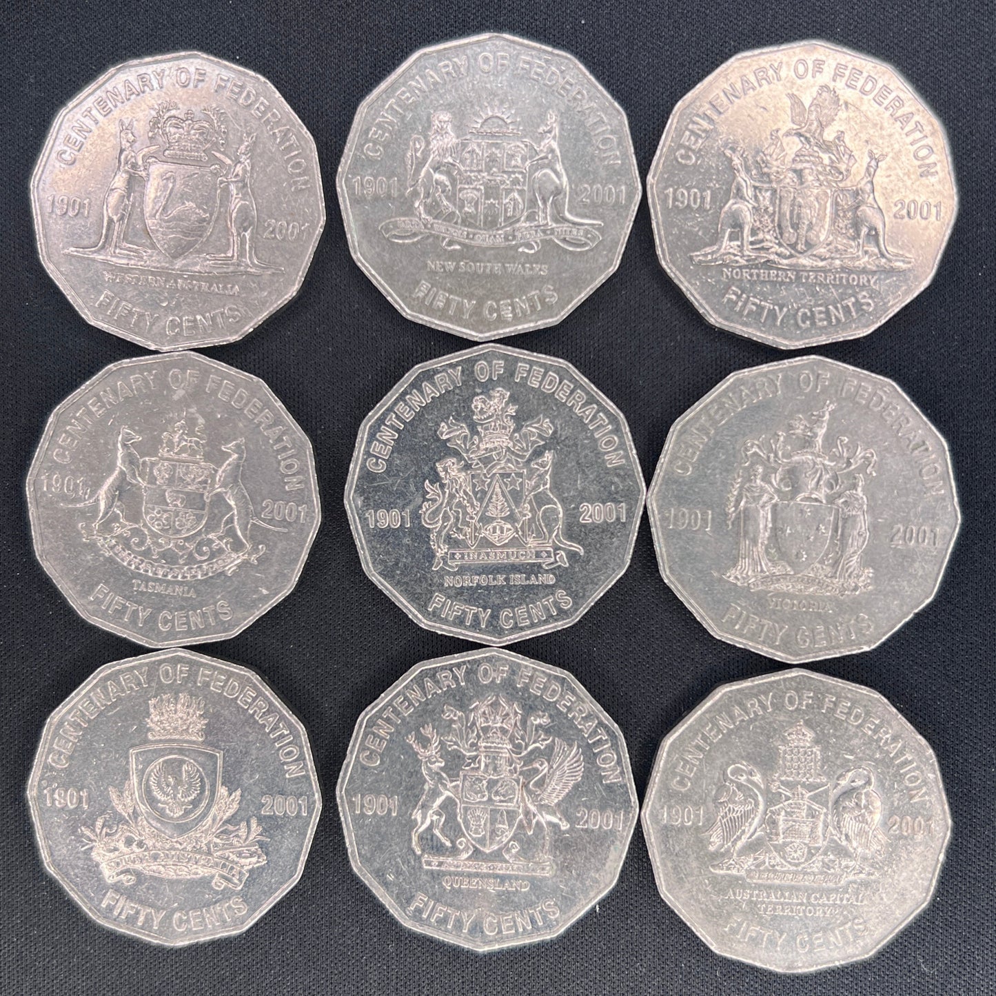 MXN Weekly Special - 2001 Centenary of Federation 50c Coin Set (9-Coin Set)