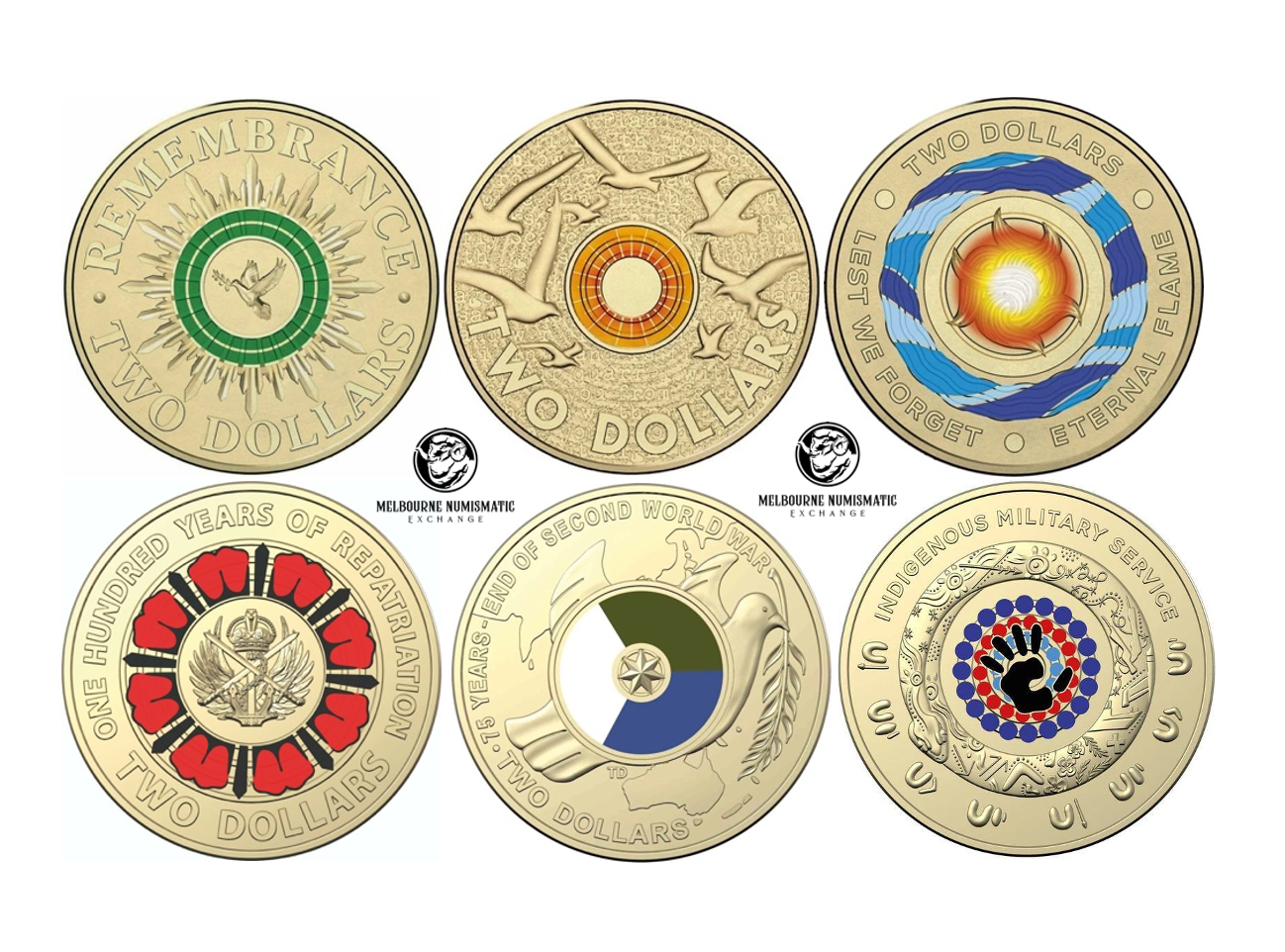 ๐ฆ๐บ WEEKLY SPECIAL ๐ฆ๐บ $2 Dollar Australian - 6 Coin UNC - Collection Remembrance & Military Service