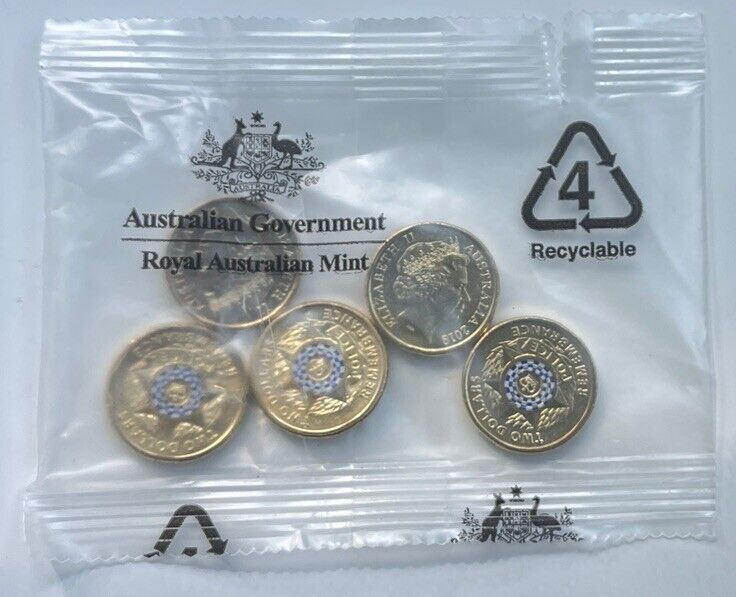 NEW UNC 2019 $2 Police RAM MINT BAG TWO DOLLAR COIN (5 COINS)