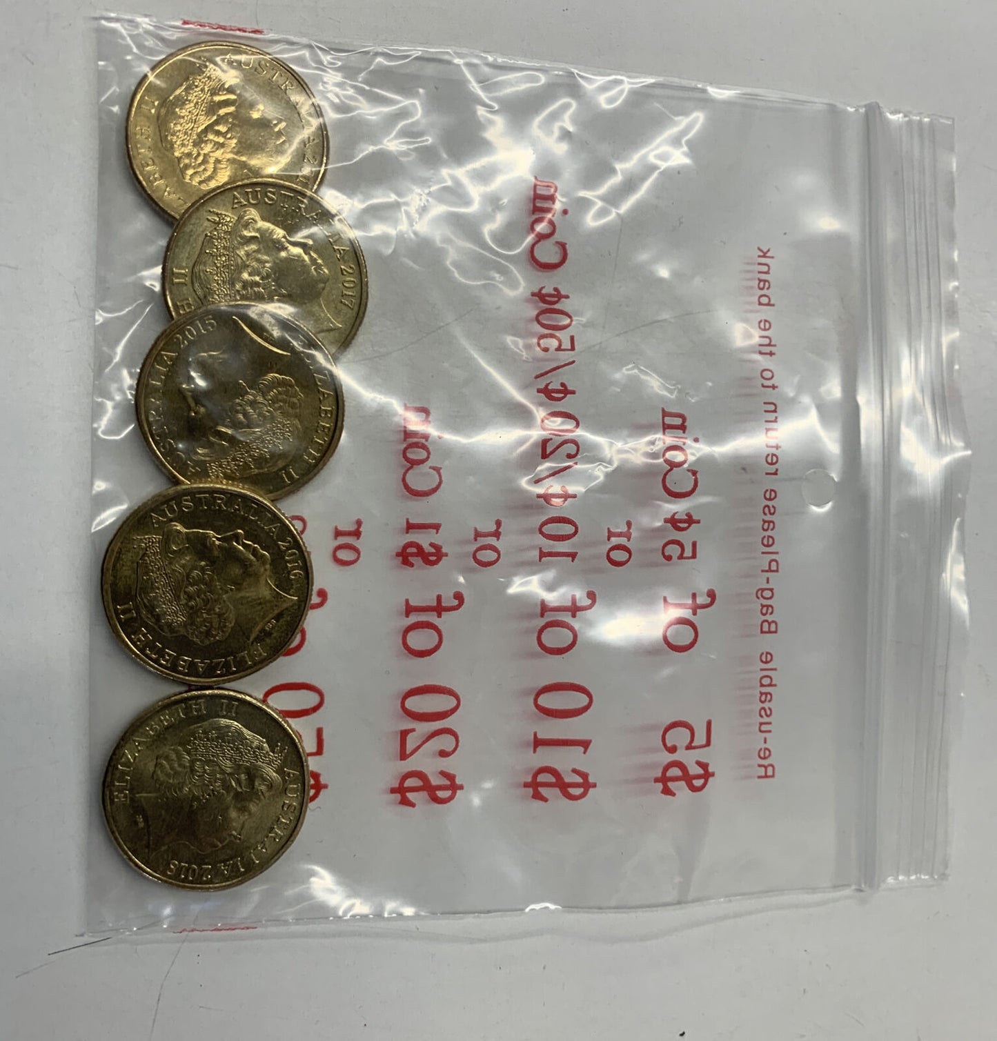 2014-2018 Australian $1 100 Years of ANZAC 5 coin set Circulated condition