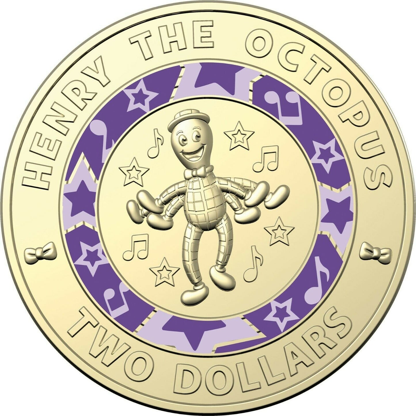 The Wiggles 2021 Six Coin Set UNC Coloured $2 $1 Dollar Folder