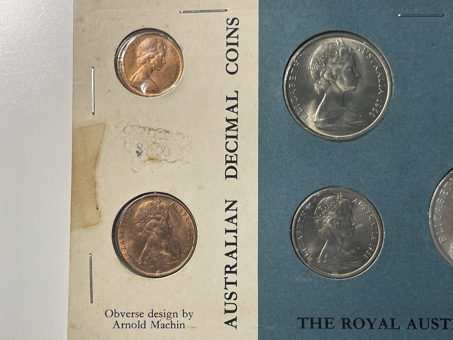 1966 Royal Australian Mint First Decimal Mint Set Round 50c Fifty Cent Card UNC
