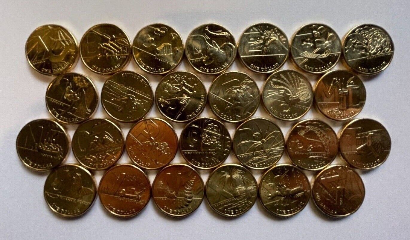 2019 & 2021 Great Aussie Coin Hunt UNC $1 Alphabet 26 Coins A-Z SECURITY ROLL