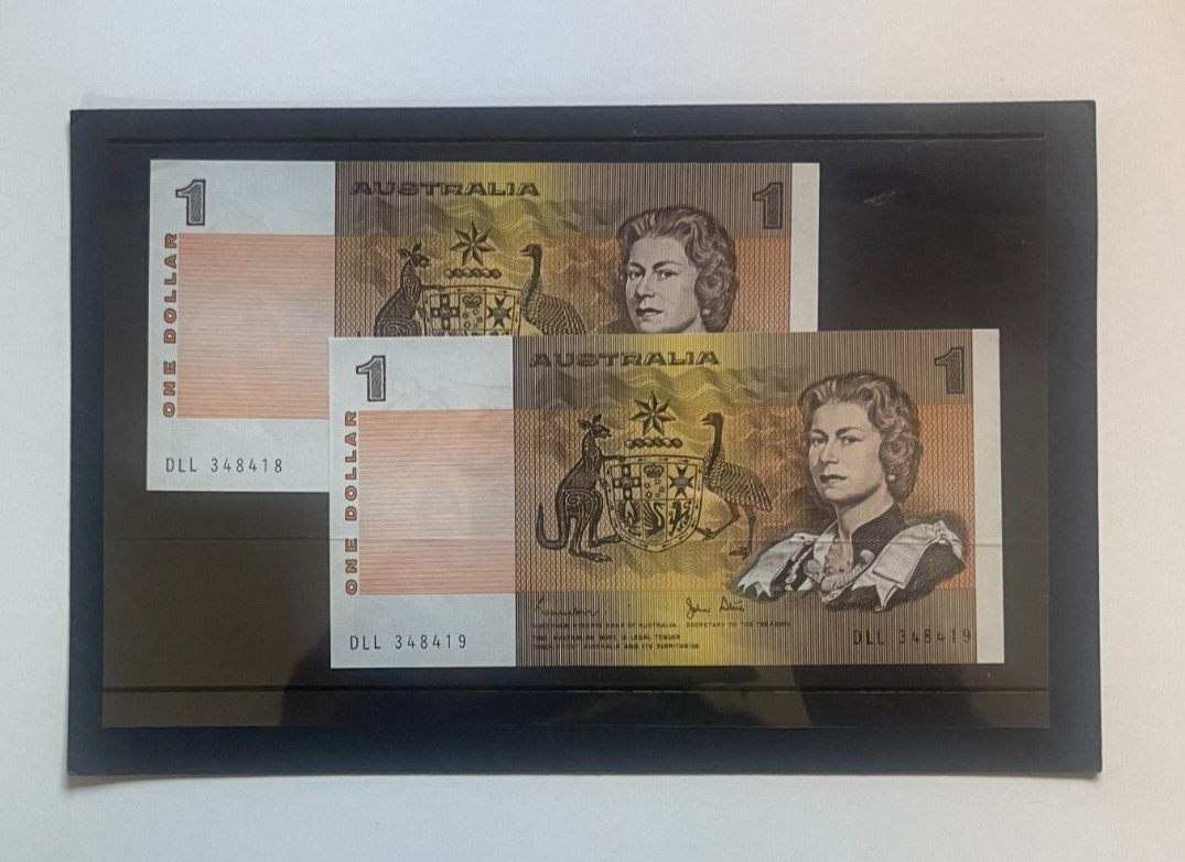 Australia $1 One dollar NOTES - CONSECUTIVE SERIAL NOTES UNC Bank bundle