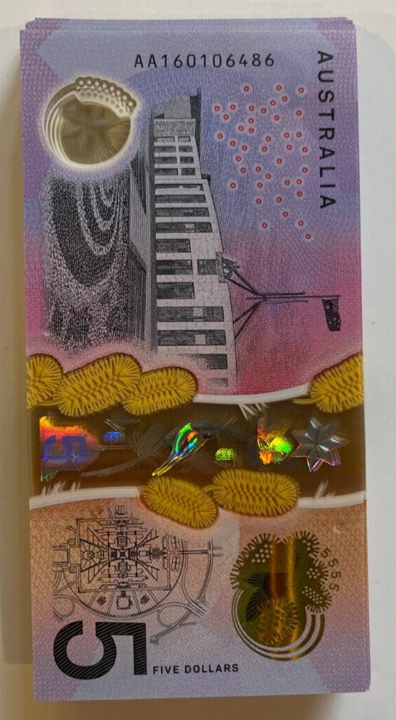 5 Dollar AA/EJ Prefix Limited Low Print - 2016 Five $ One of eac Note aUNC