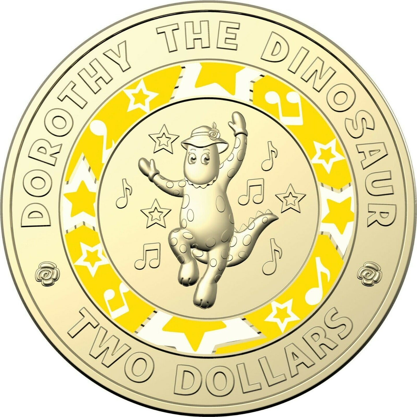 The Wiggles 2021 Six Coin Set UNC Coloured $2 $1 Dollar Folder