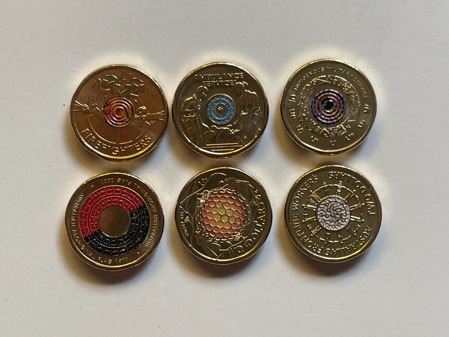 2022 2 dollar coins Australian UNC 6 Coins Honey Bee Frontline Ambo