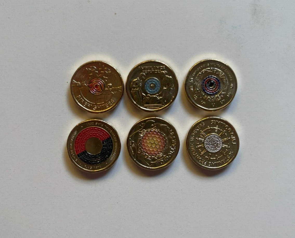 2022 2 dollar coins Australian UNC 6 Coins Honey Bee Frontline Ambo