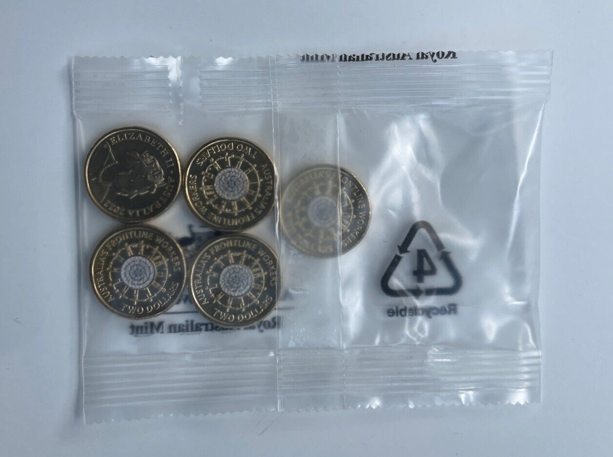 NEW UNC 2022 $2 FRONTLINE WORKERS RAM MINT BAG TWO DOLLAR COIN (5 COINS)