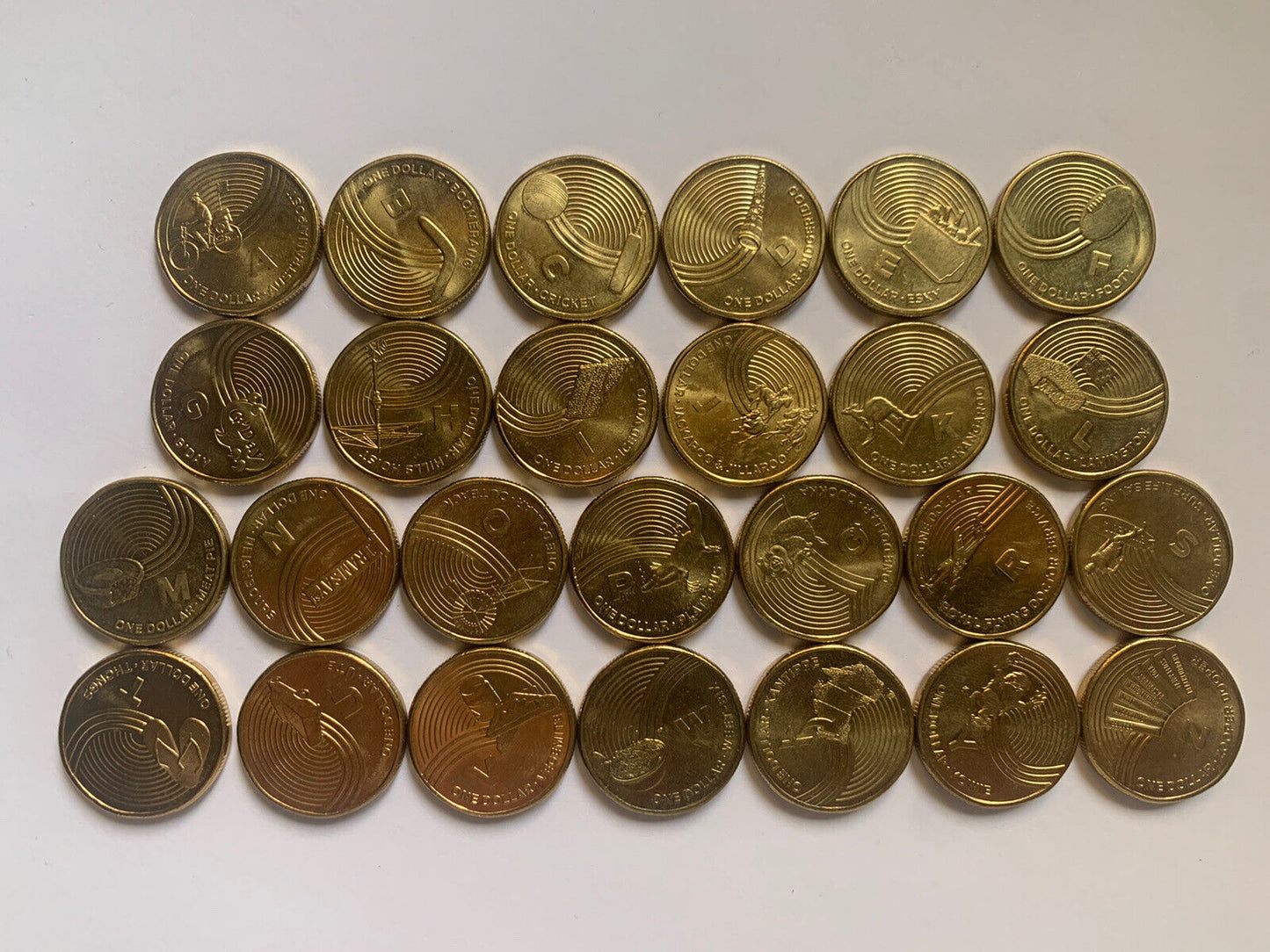 2019 Great Aussie Coin Hunt $1 Alphabet Coins Complete Set of 26 Coins A-Z