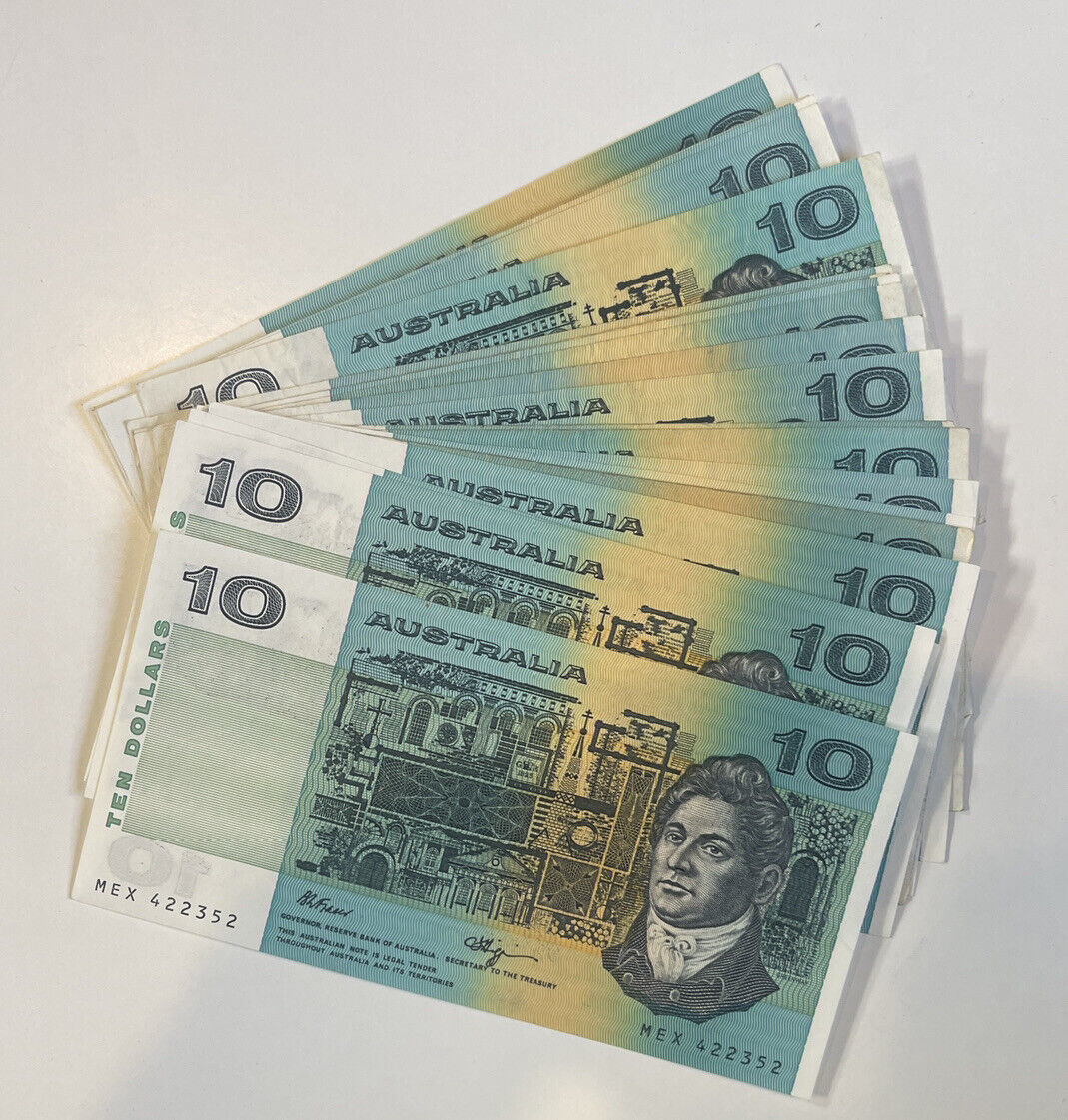 Australia $5 Five & $10 Ten Dollar NOTES - - ONE OF EACH NOTE Circulated