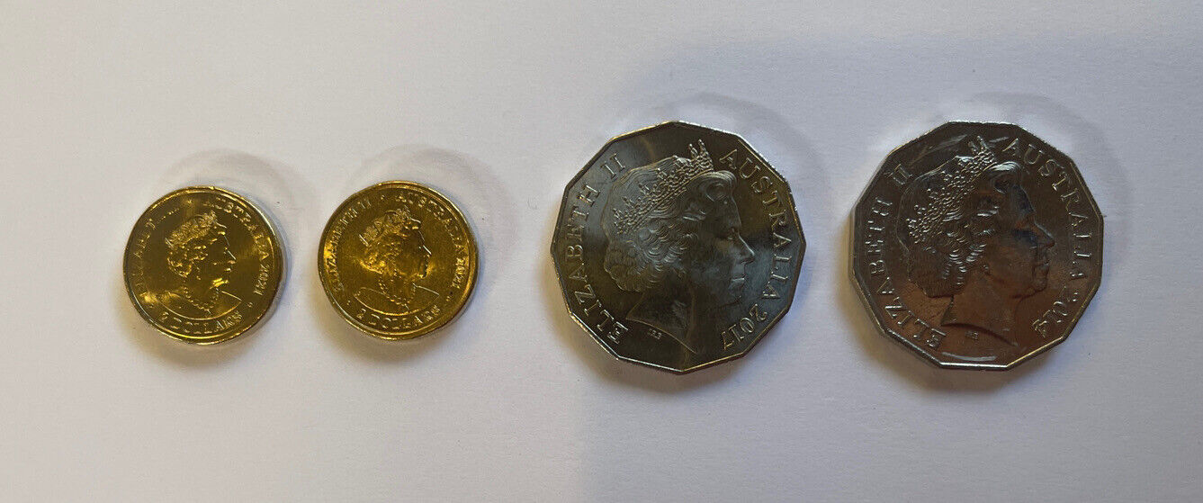 2021 $2 Aboriginal UNC Two Dollar Coloured Coins + 2017 And 2014 50 Cent Coins