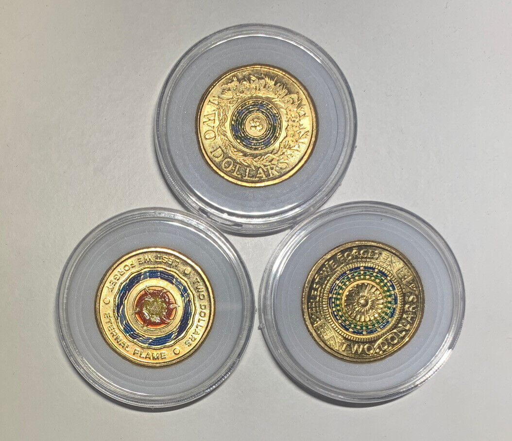 2 dollar coins australia ANZAC AND REMEBRANCE 2014-2018 Set