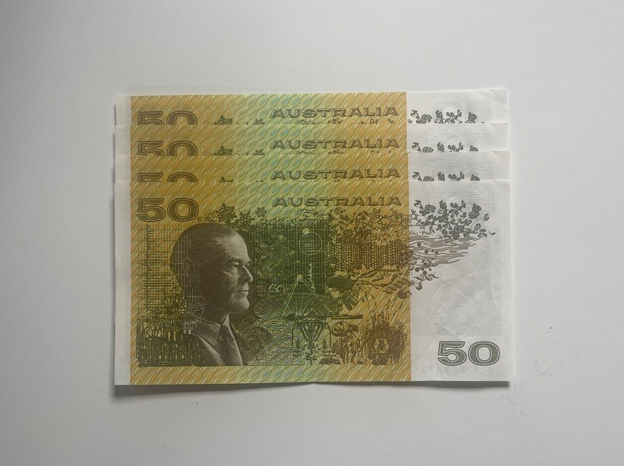 Australian Fraser/Cole 1991 $50 Banknotes five consecutive a/UNC