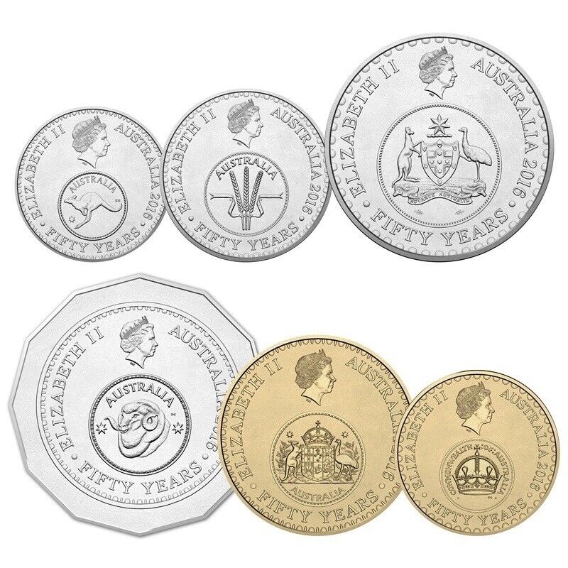 2016 Changeover Coin Set 5c 10c 20c 50c $1 & $2 50th Anniversary of Decimal Cur