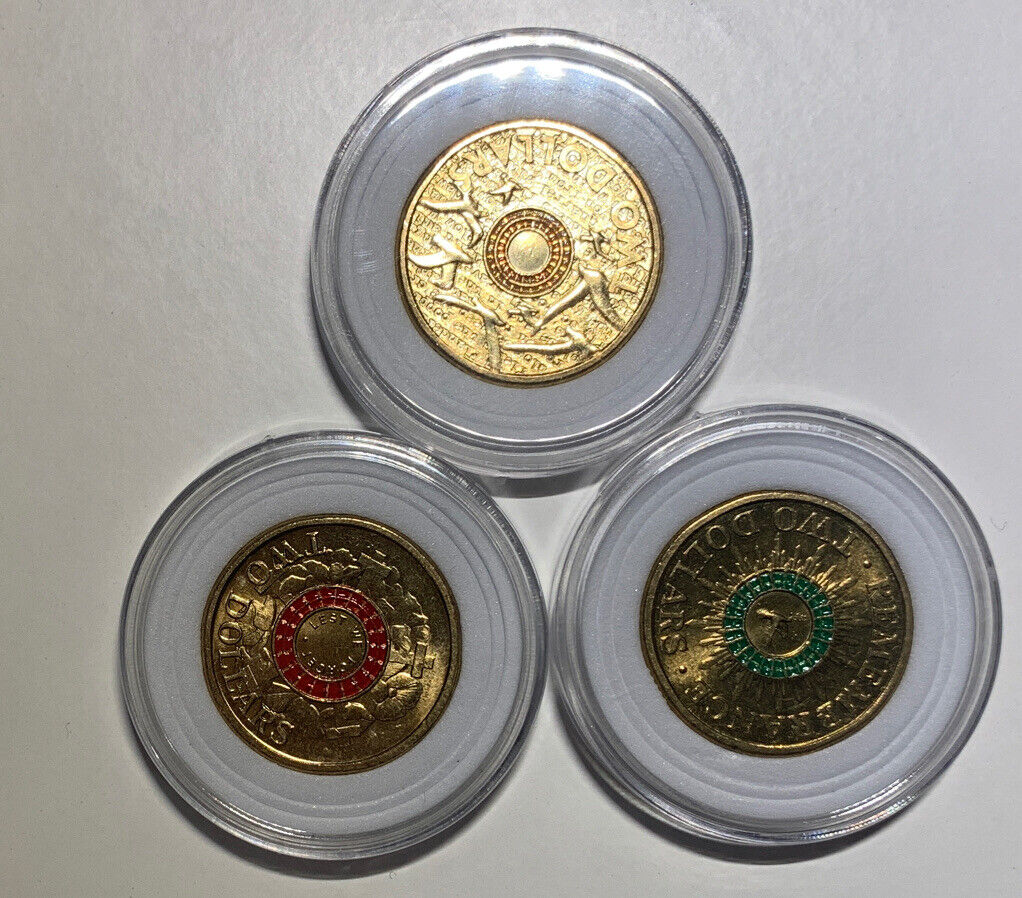 2 dollar coins australia ANZAC AND REMEBRANCE 2014-2018 Set