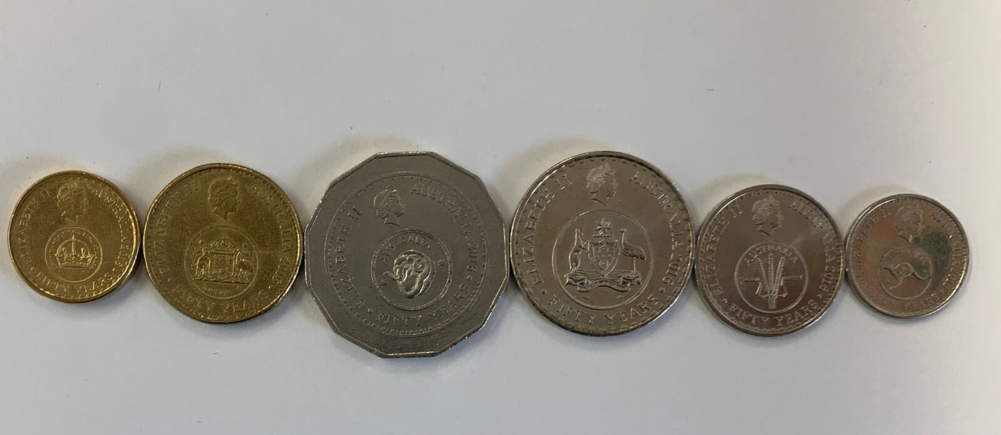 2016 Changeover Coin Set 5c 10c 20c 50c $1 & $2 50th Anniversary of Decimal Cur