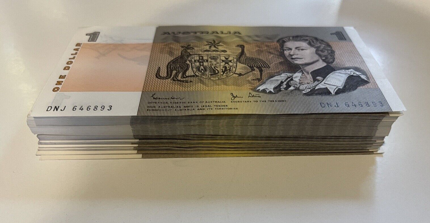 Australia $1 One dollar NOTES - CONSECUTIVE SERIAL NOTES UNC Bank bundle