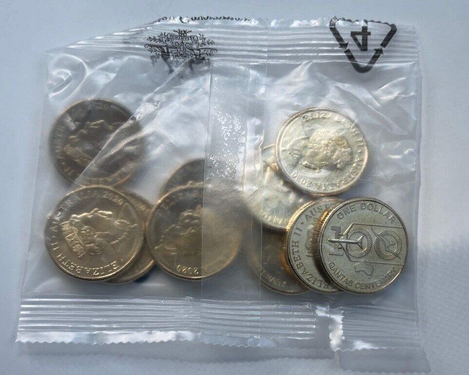 Qantas Centenary $1 - 2020 x10 Coins in RAM Plastic bag