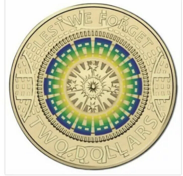 2017 Australia $2 ANZAC Remembrance Lest we Forget $2 Dollars Colour coin