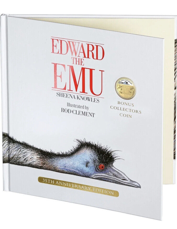 Australia 2023 Edward the Emu 20c Coloured Coin Gold Plated Book On Hand UNC