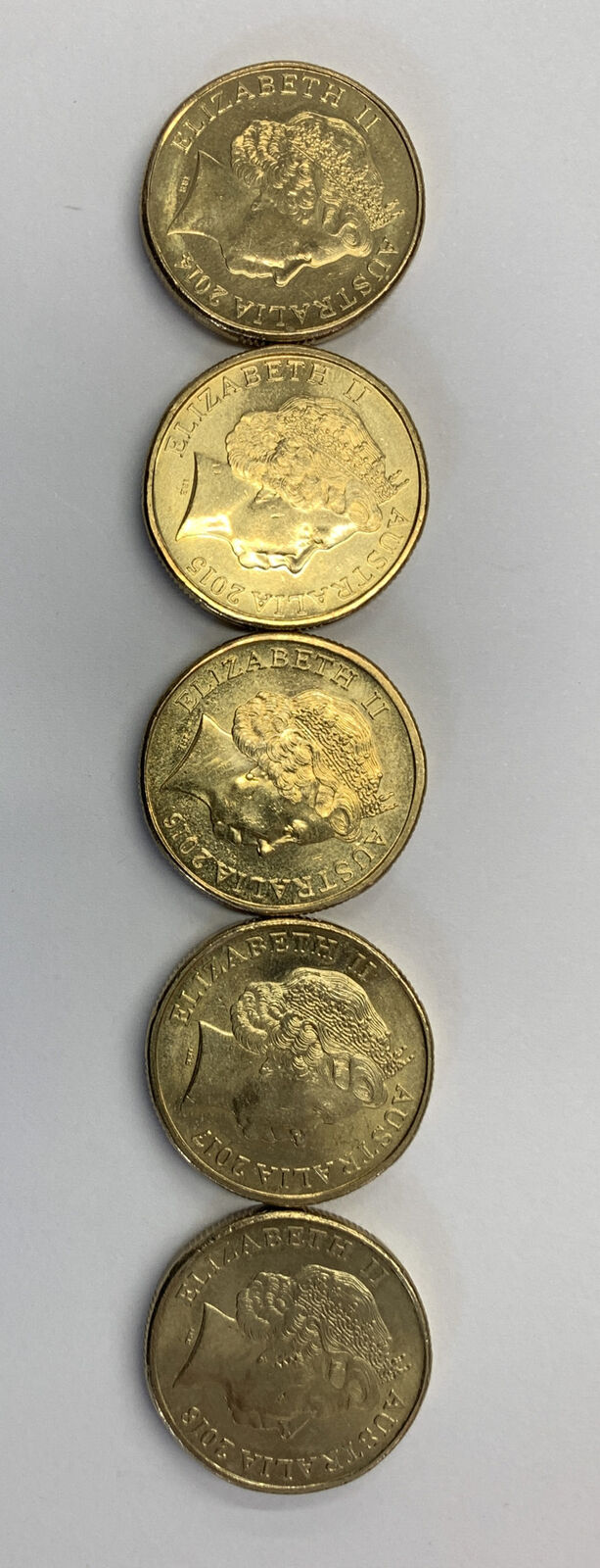 2014-2018 Australian $1 100 Years of ANZAC 5 coin set Circulated condition