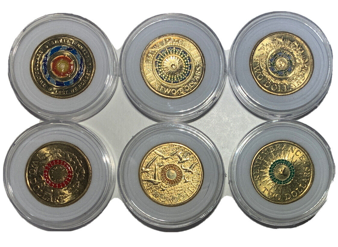 2 dollar coins australia ANZAC AND REMEBRANCE 2014-2018 Set
